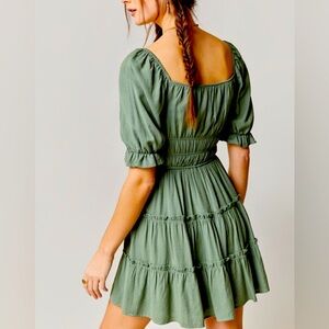 NWT Army Green Puff Sleeve Dress